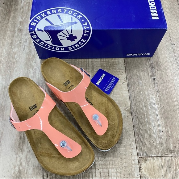 birkenstock patent coral peach